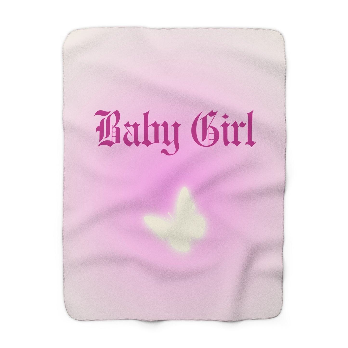 Pink Ombre Babygirl Butterfly Sherpa Blanket