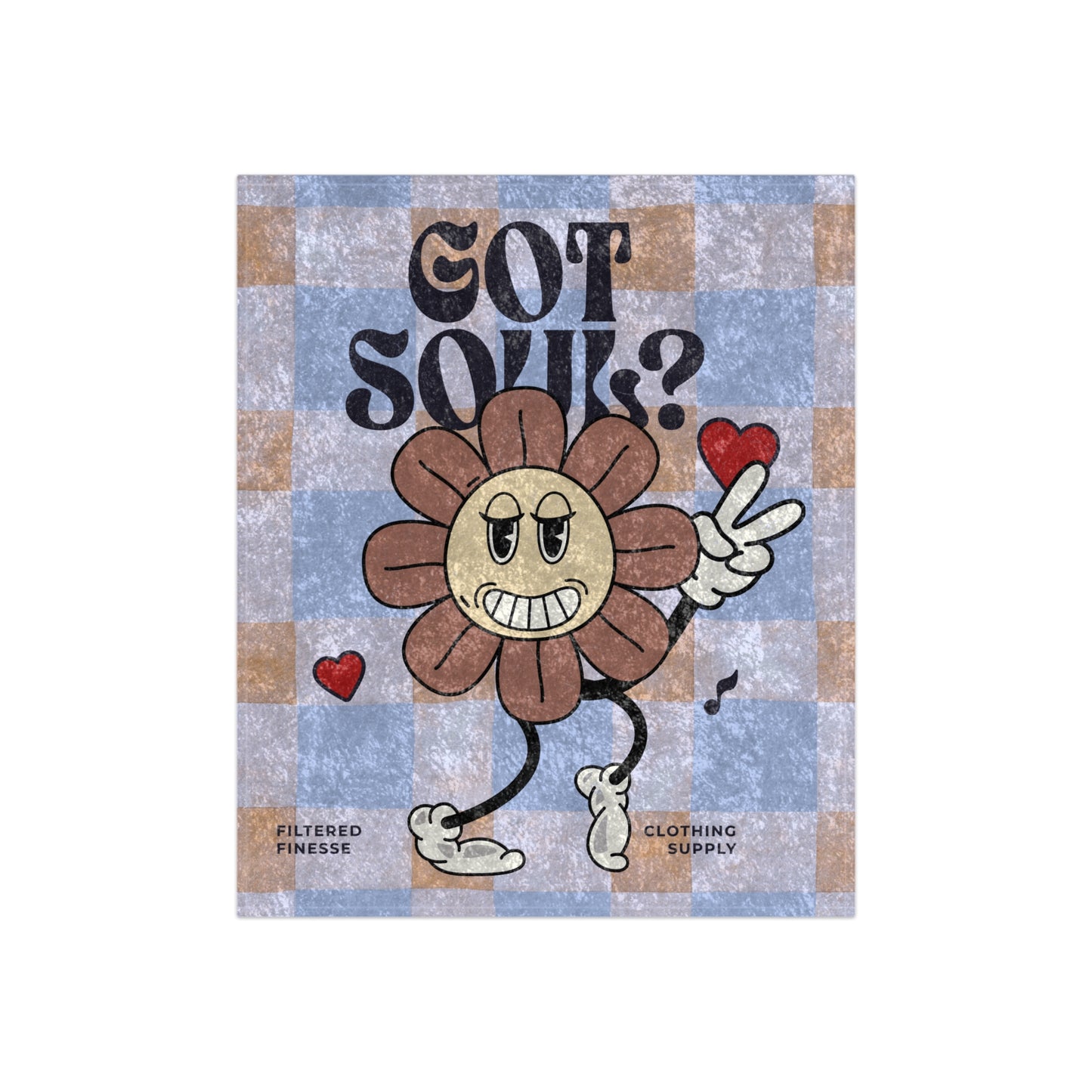 Got Soul Original Flower Character Plaid Crushed Velvet Blanket