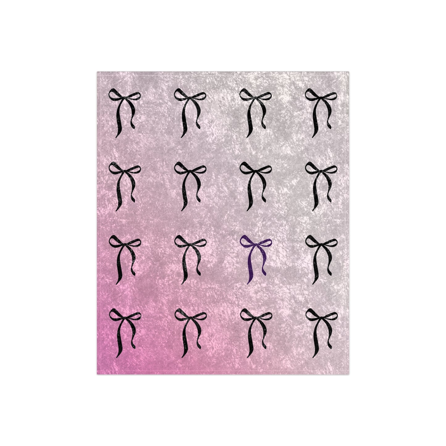 Coquette Bows on Ombre Pink Crushed Velvet Blanket