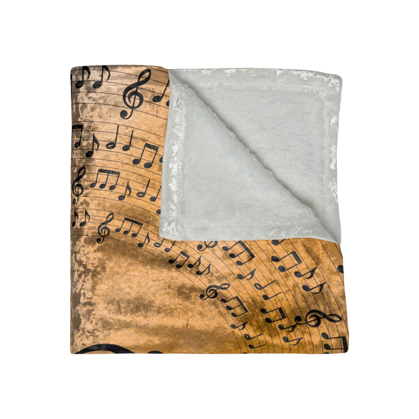Orange Treble Bass Clef Heart Crushed Velvet Blanket| Music Lover