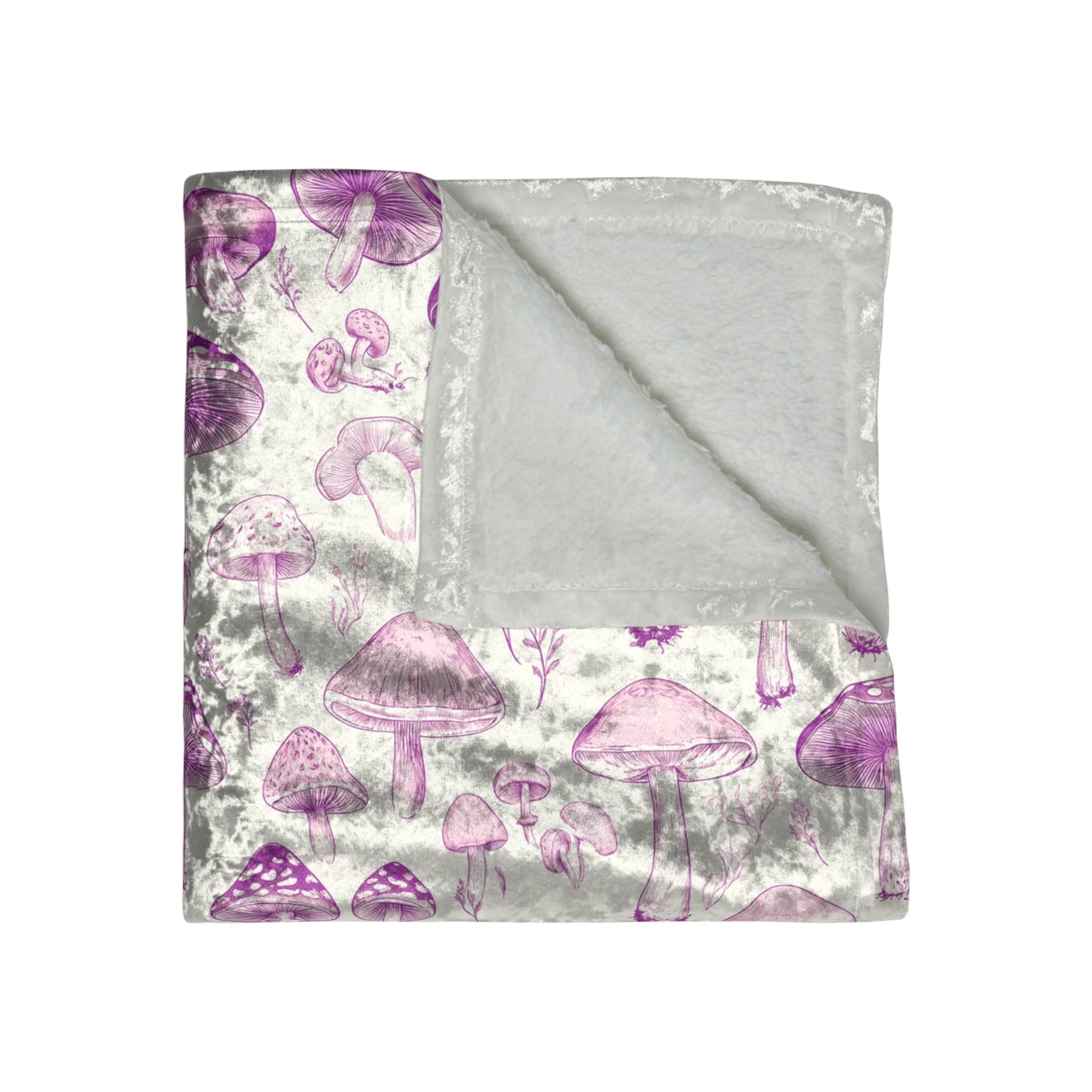 Mushroom Field Purple Crushed Velvet Blanket