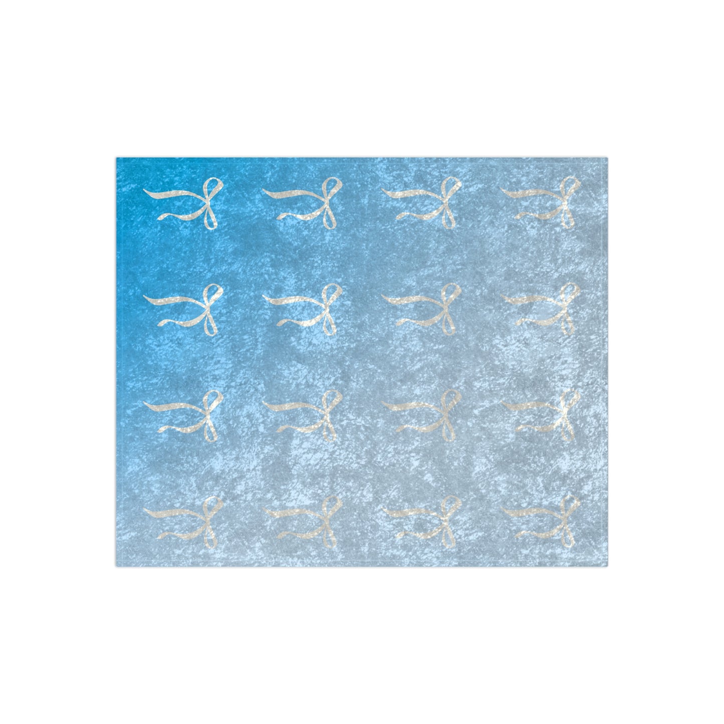 Coquette Bows on Ombre Blue Crushed Velvet Blanket