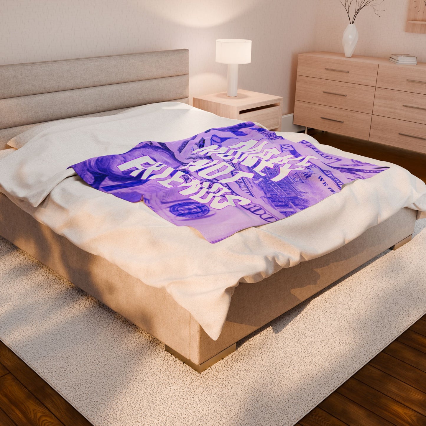 Purple Make Money Not Friends Velveteen Plush Blanket