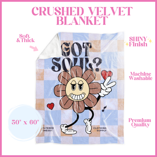 Got Soul Original Flower Character Plaid Crushed Velvet Blanket