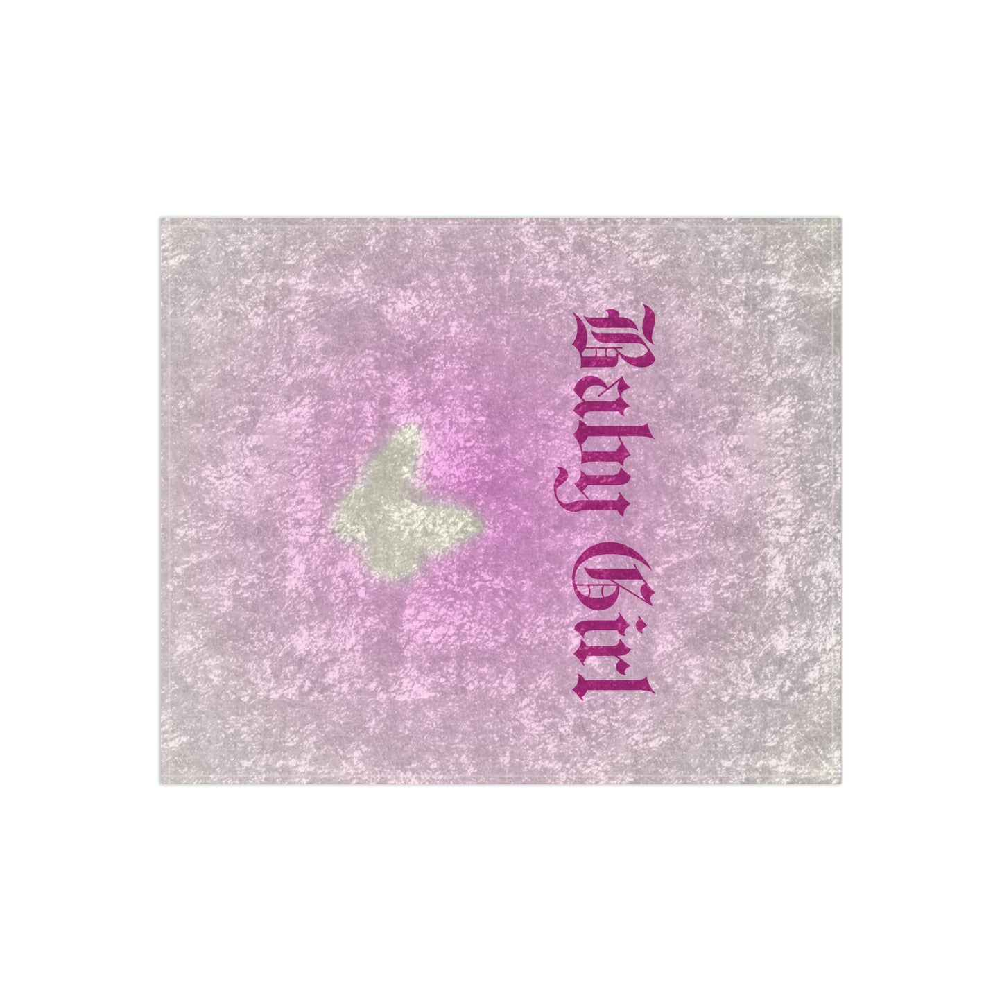 Shiny Pink Babygirl Butterfly Crushed Velvet Blanket