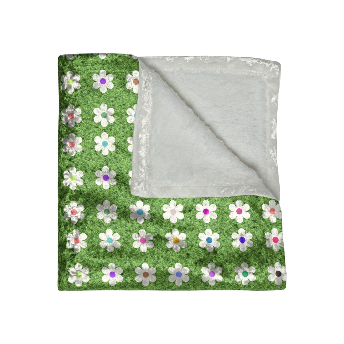 Rainbow Flower Field Crushed Velvet Blanket