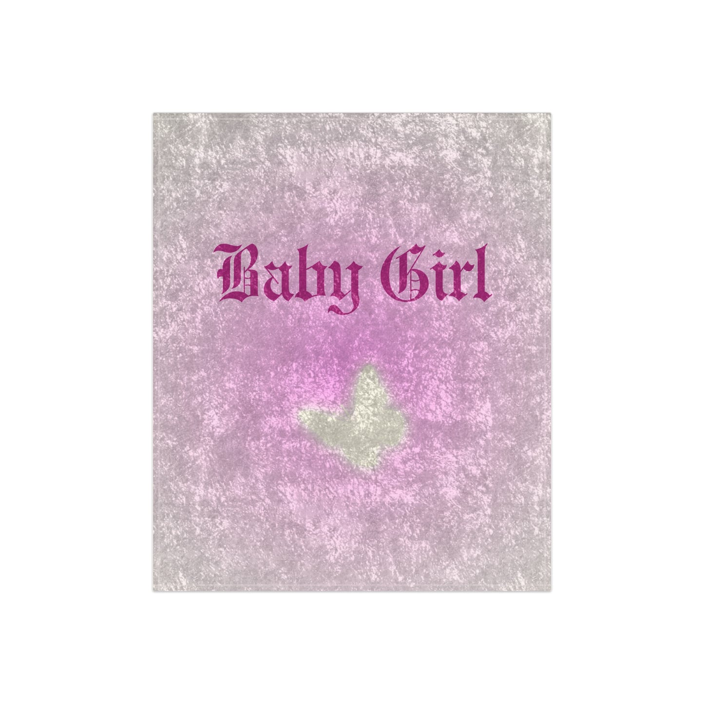Shiny Pink Babygirl Butterfly Crushed Velvet Blanket