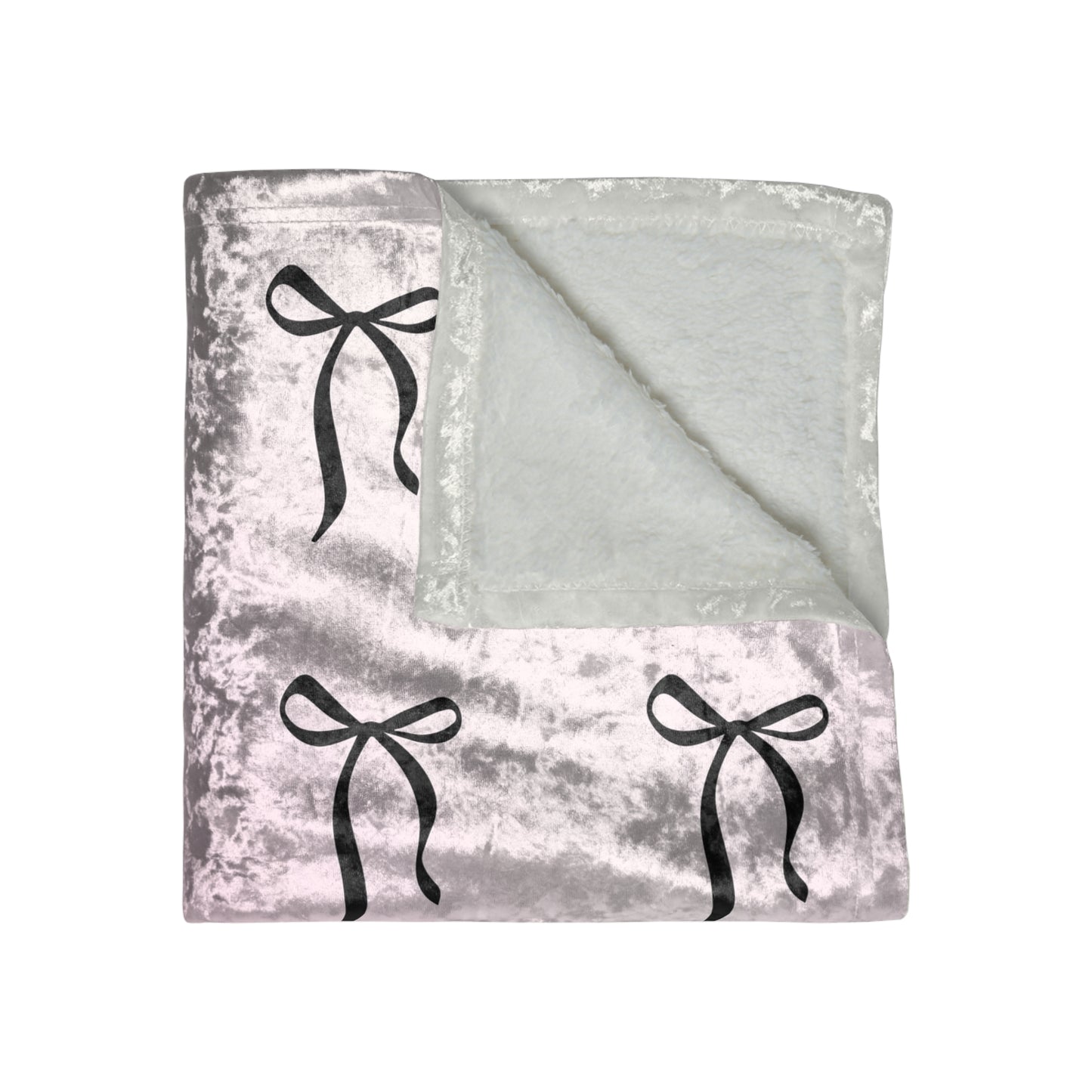 Coquette Bows on Ombre Pink Crushed Velvet Blanket