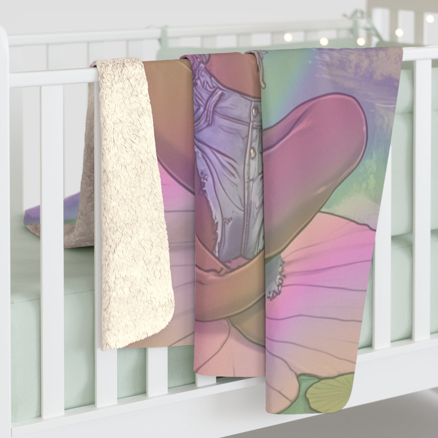 Pastel Stoner Lotus Cozy Sherpa Blanket for HER