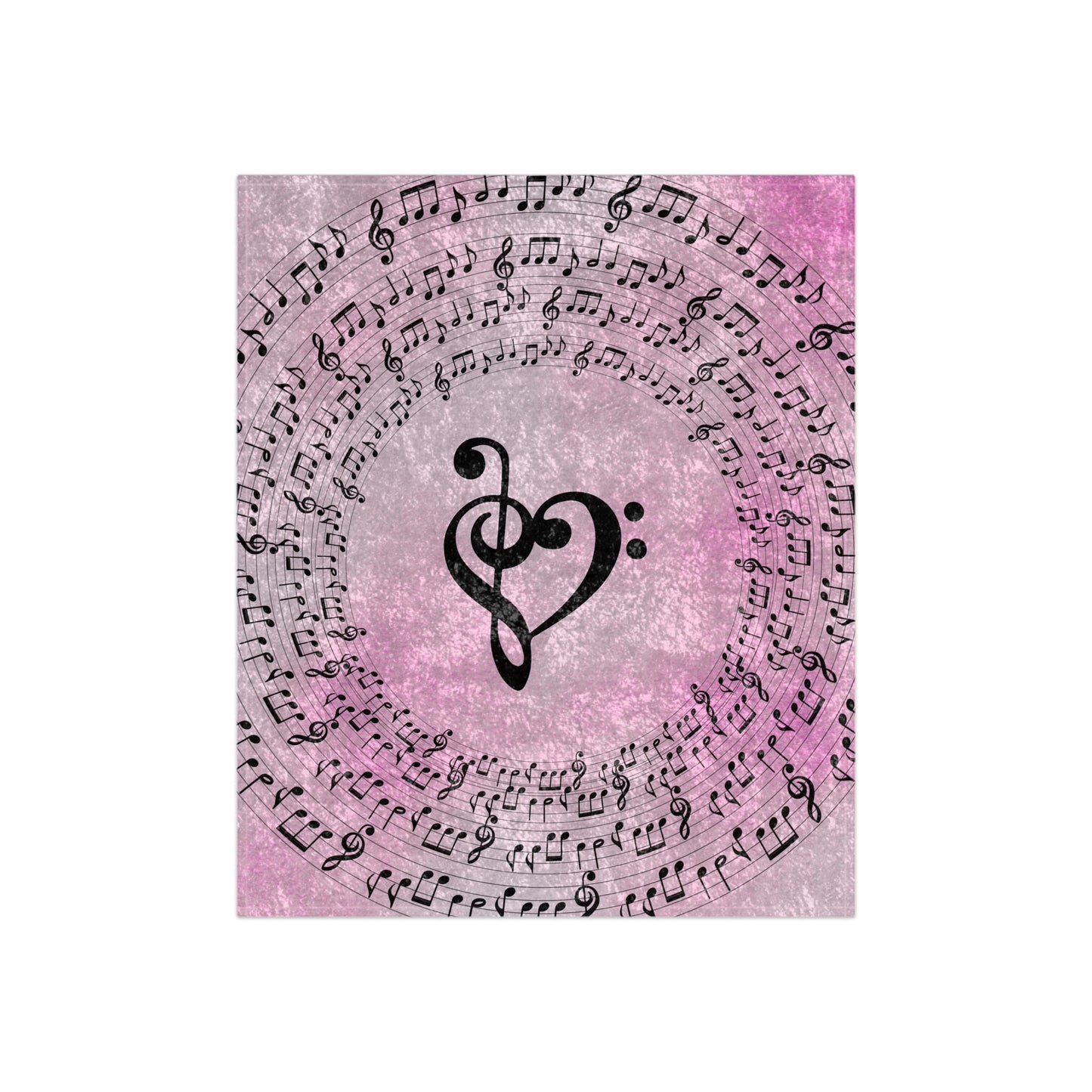 Pink Treble Bass Clef Heart Crushed Velvet Blanket| Music Lover