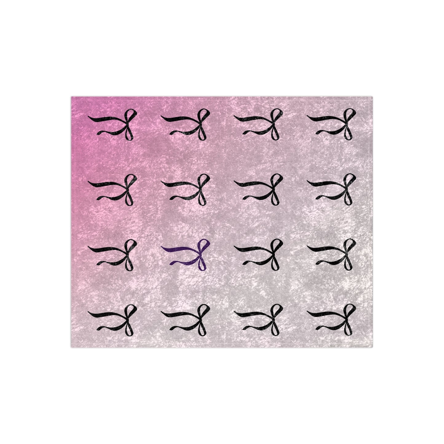 Coquette Bows on Ombre Pink Crushed Velvet Blanket