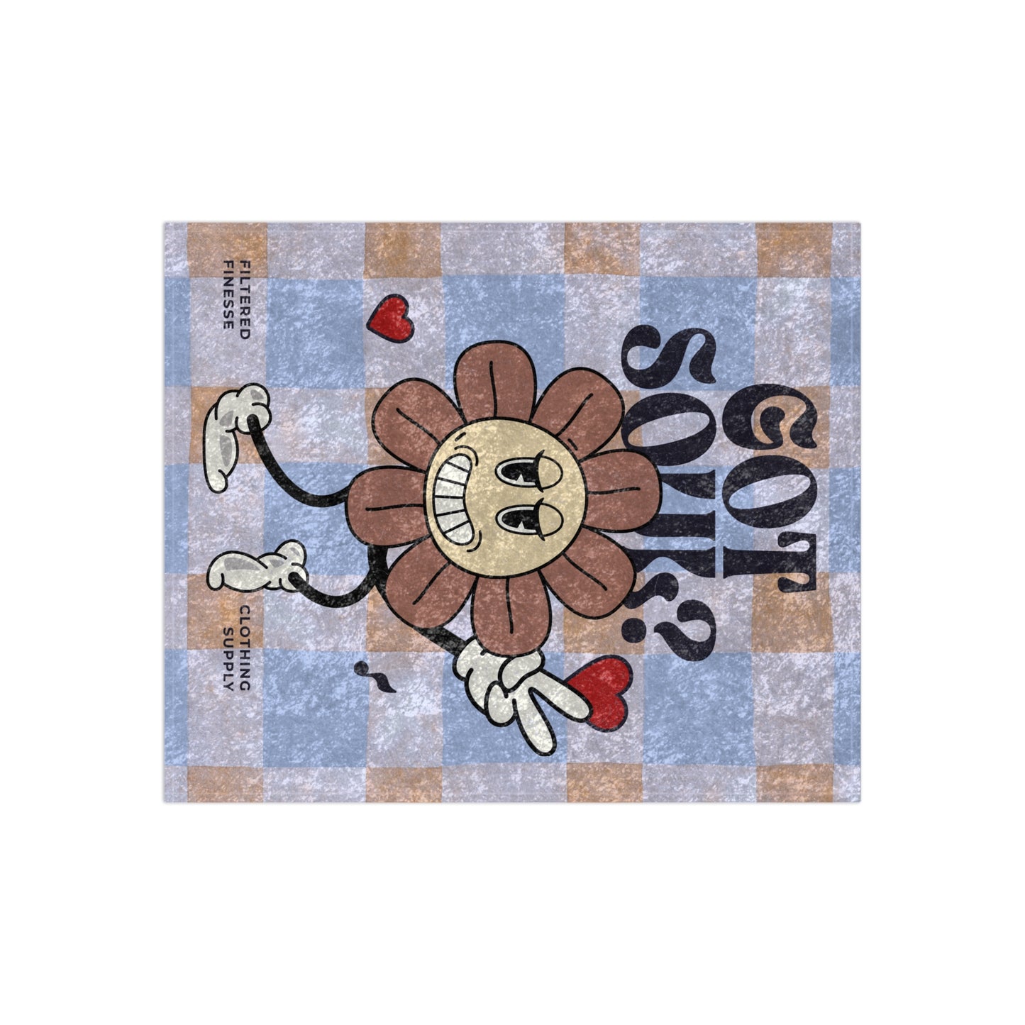 Got Soul Original Flower Character Plaid Crushed Velvet Blanket