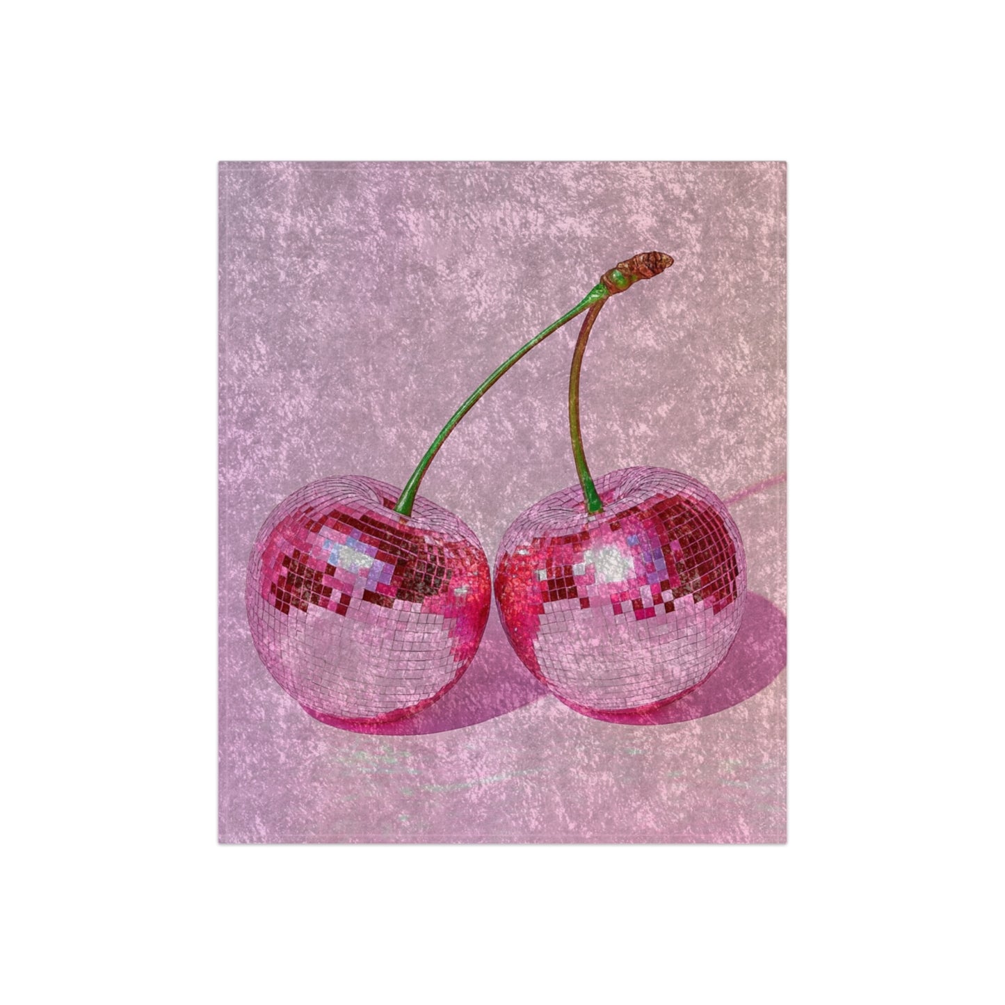 Pink Disco Cherries Retro Crushed Velvet Blanket