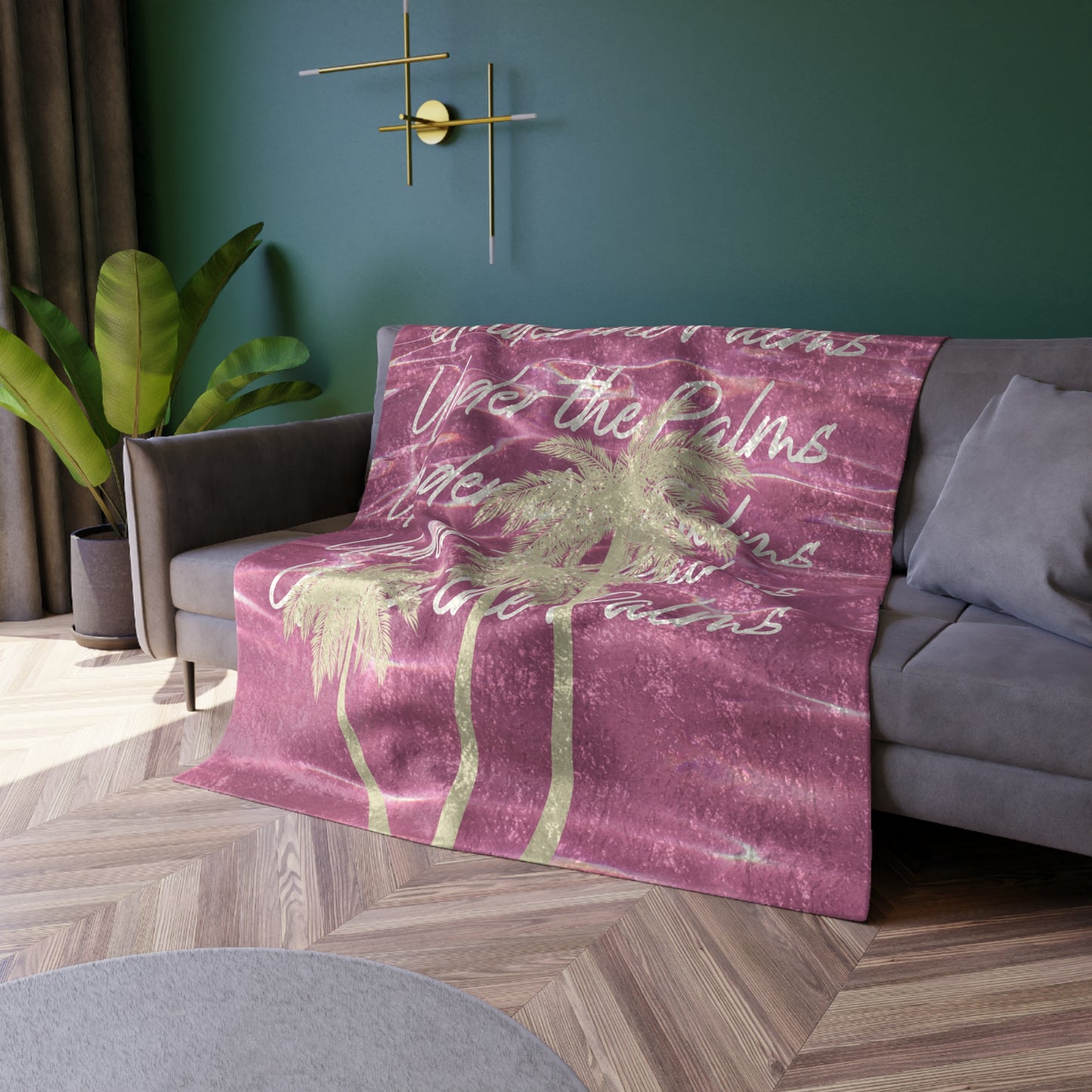 Pink Under the Palms Beachy Crushed Velvet Blanket