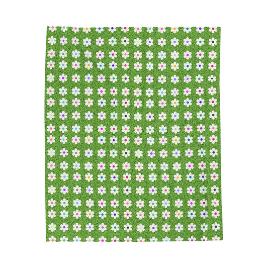 Rainbow Flower Field Velveteen Plush Blanket
