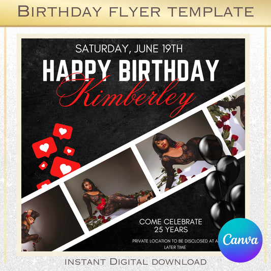 RED Slate Birthday Flyer Template