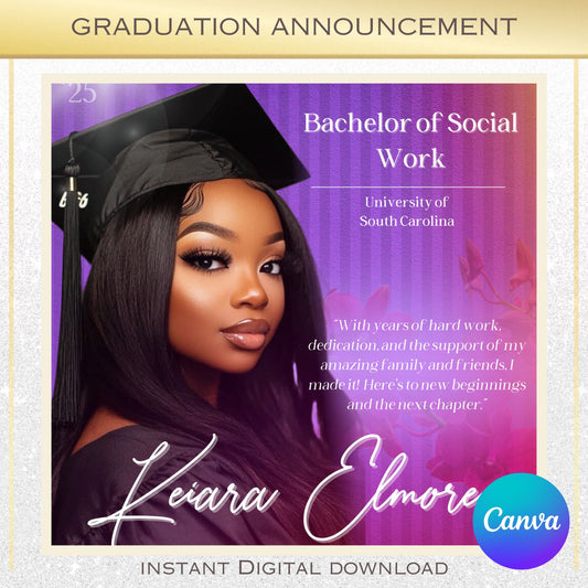 Purple Graduation Event 2025 Flyer Canva Template