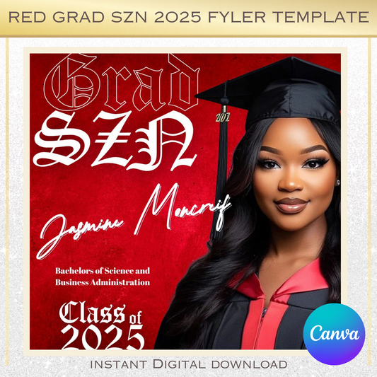 Red Grad SZN Graduation 2025 Flyer Template