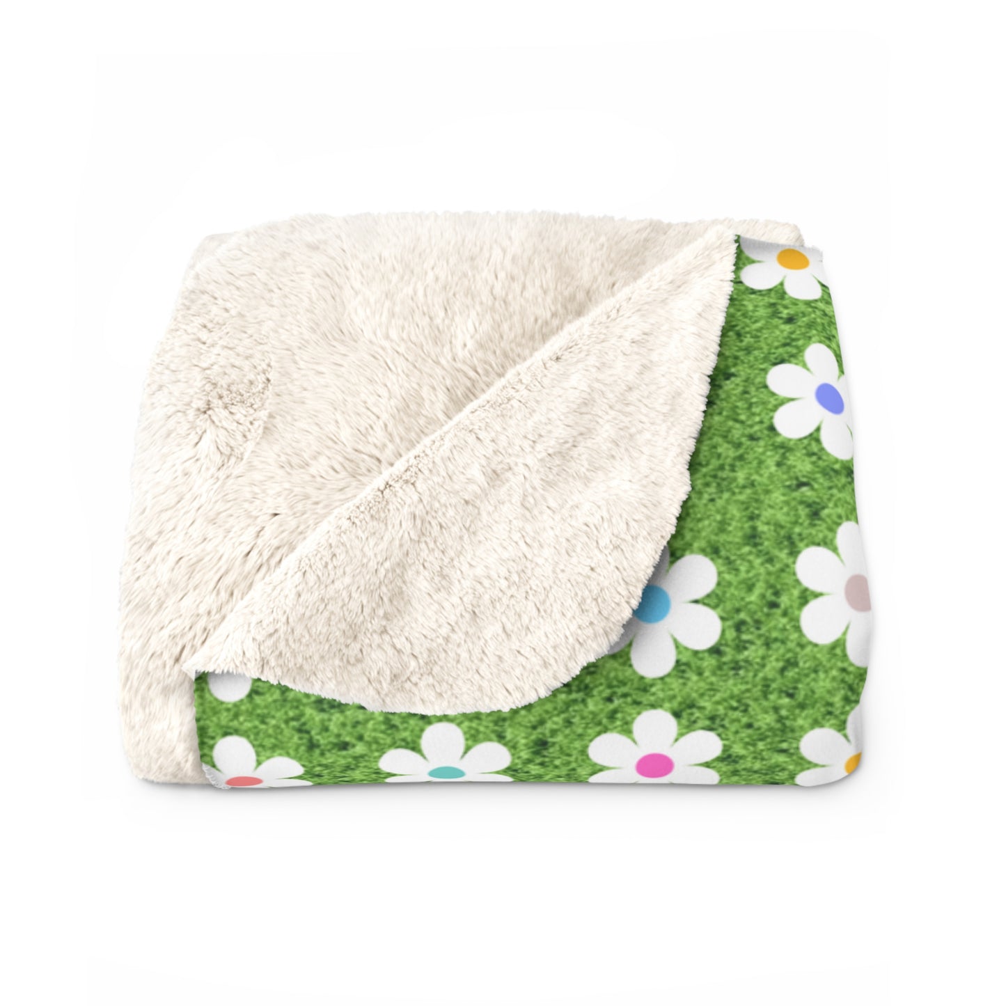Cozy Colorful Flower Field Sherpa Blanket