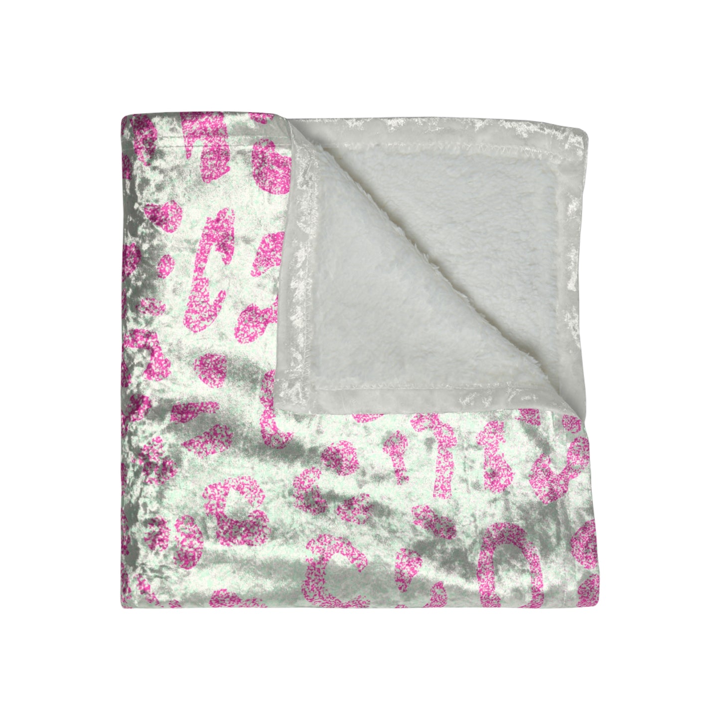 Pink Silver Leopard Print Crushed Velvet Blanket| Soft Blanket College Room Decor