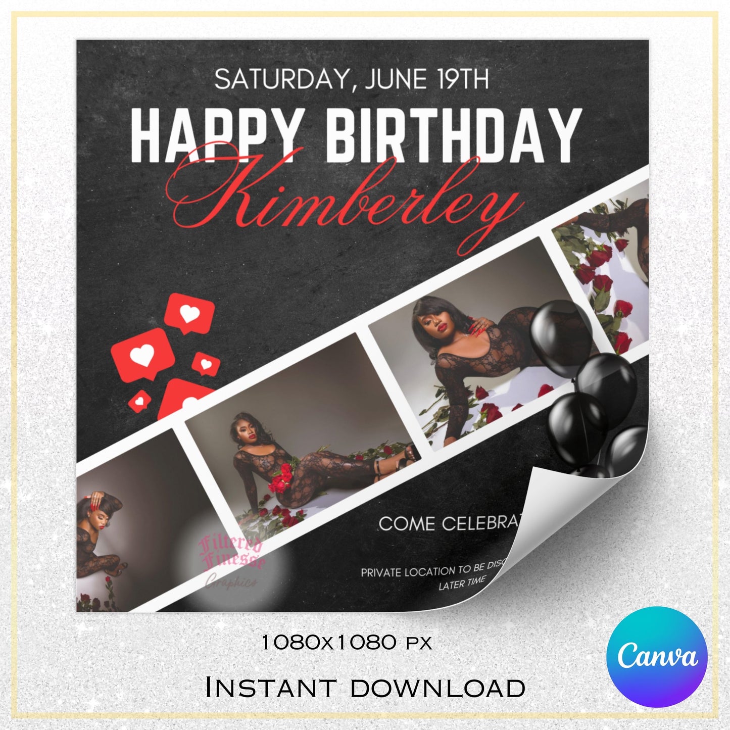 RED Slate Birthday Flyer Template