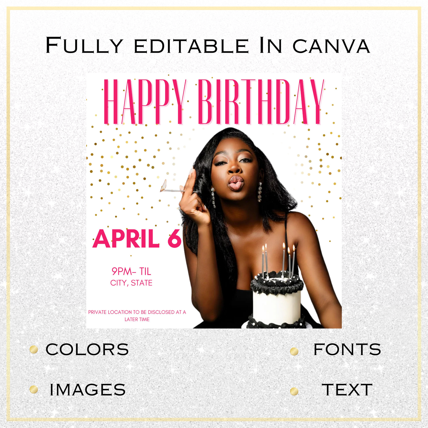 Simple Pink/ Gold Birthday Flyer Template