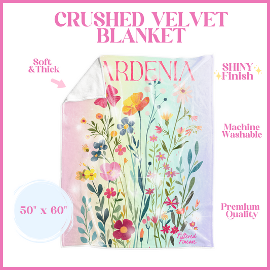 Gardenia Wildflowers Crushed Velvet Blanket