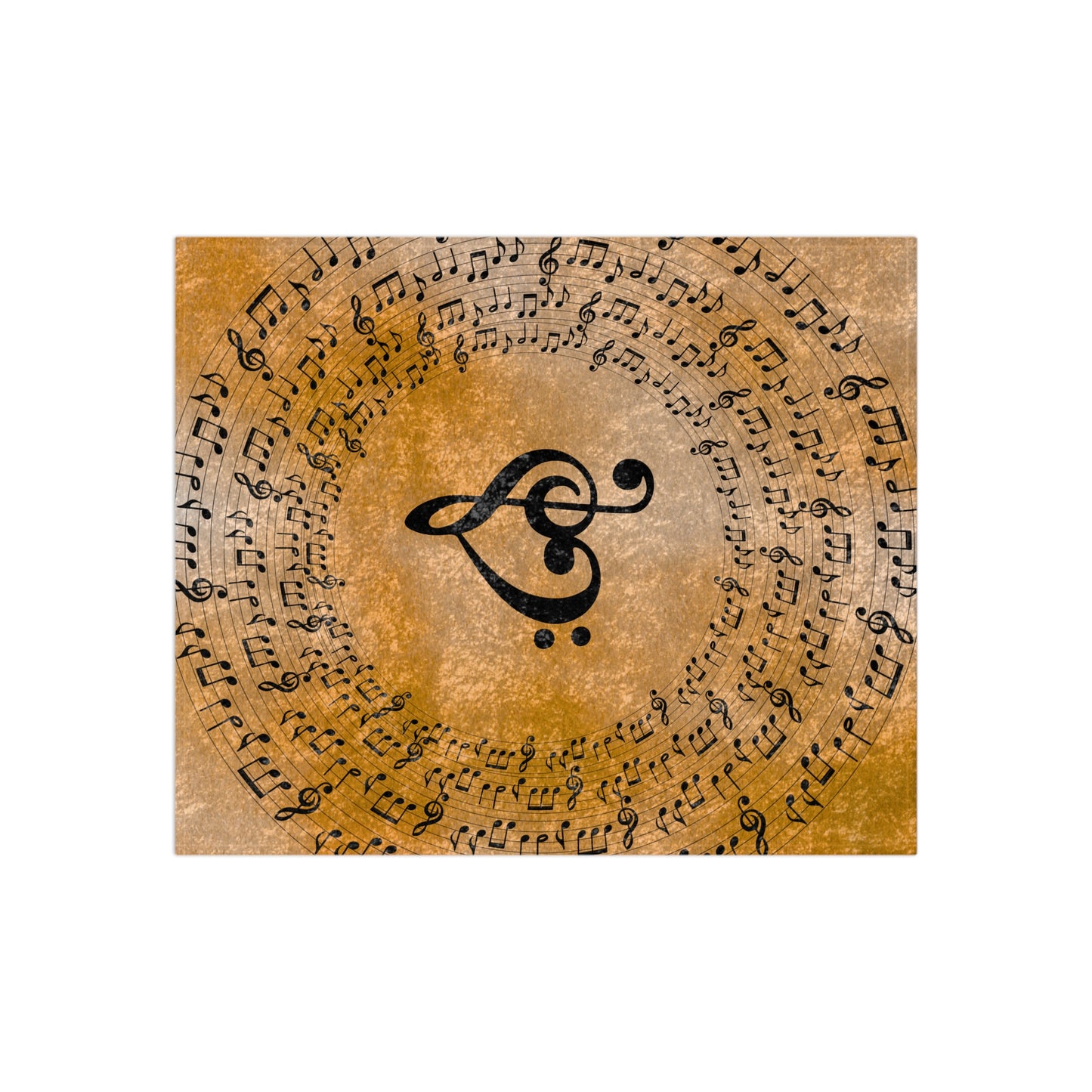 Orange Treble Bass Clef Heart Crushed Velvet Blanket| Music Lover