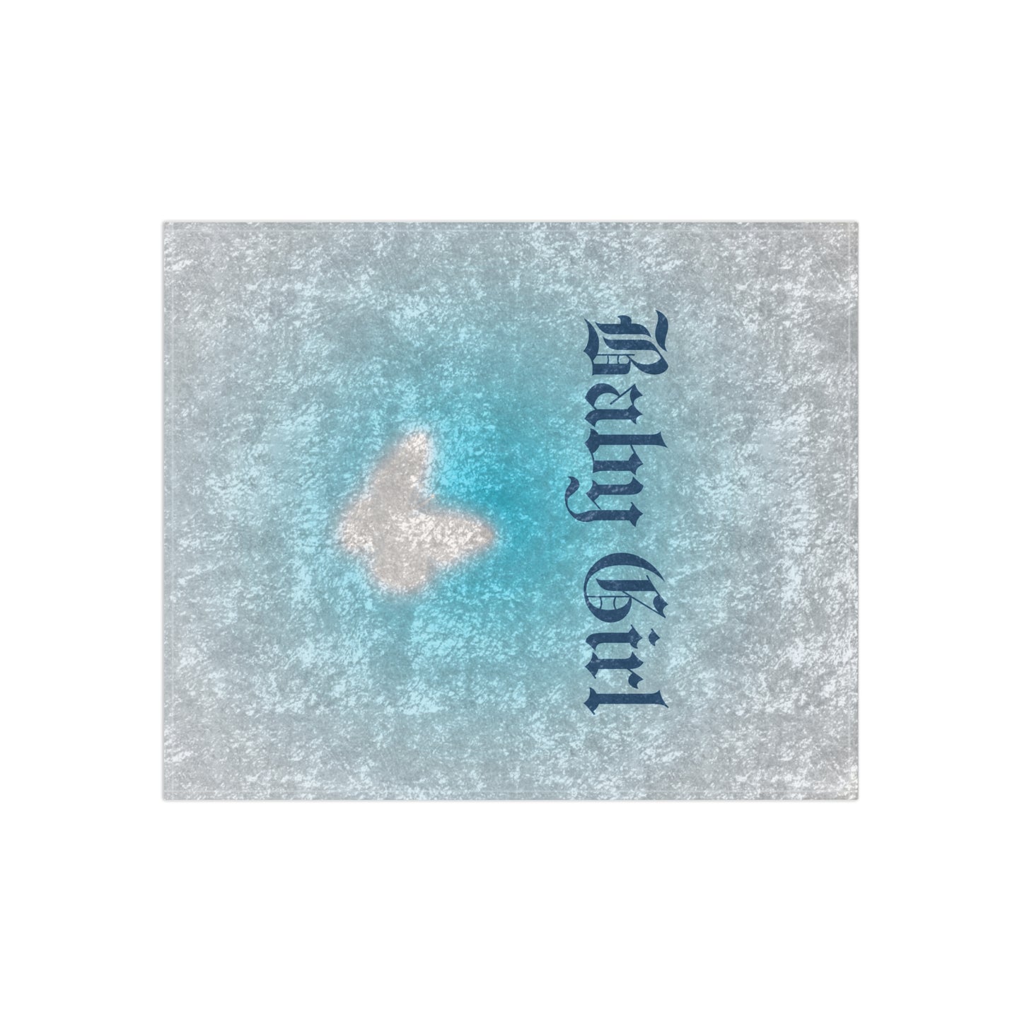 Shiny Blue Babygirl Butterfly Crushed Velvet Blanket