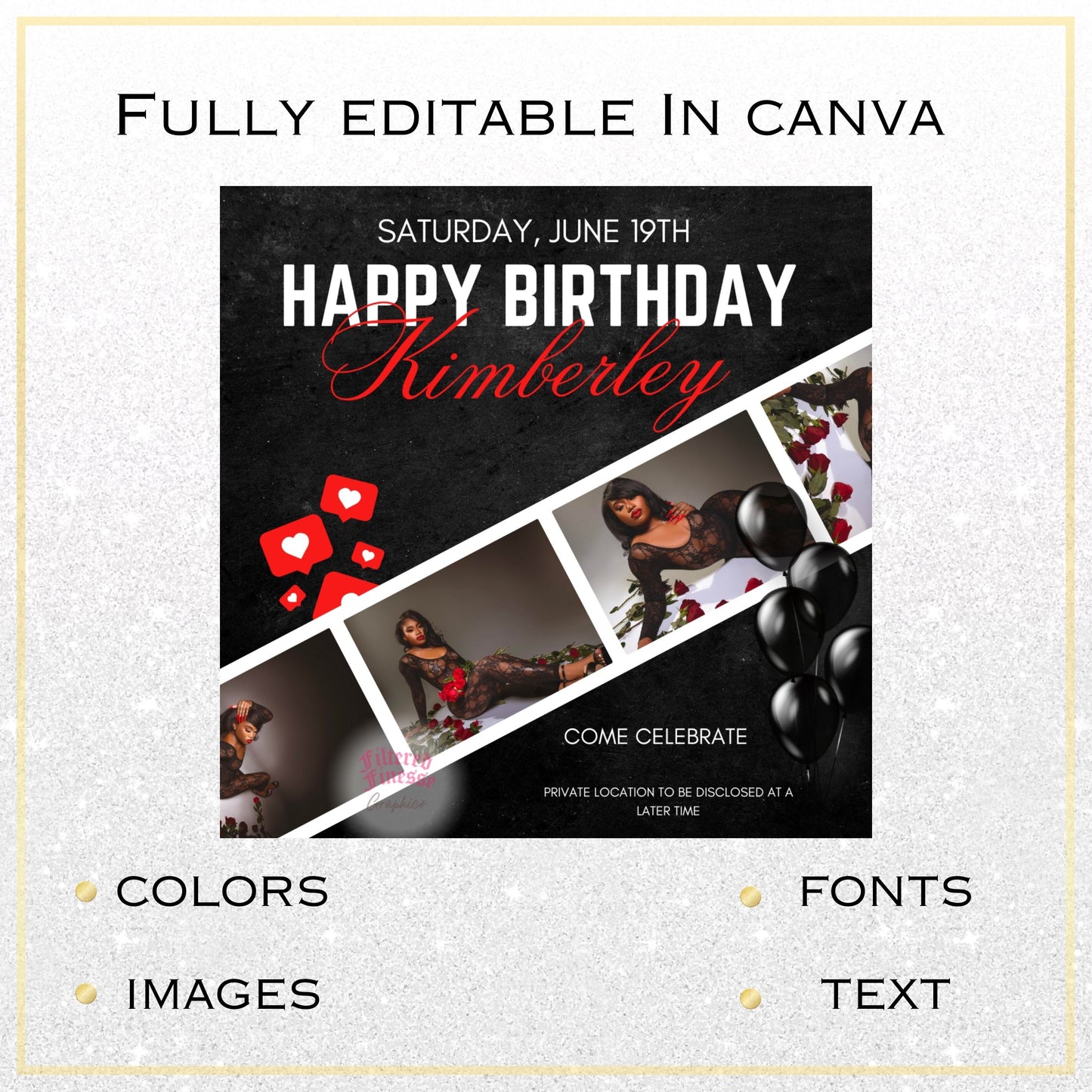 RED Slate Birthday Flyer Template
