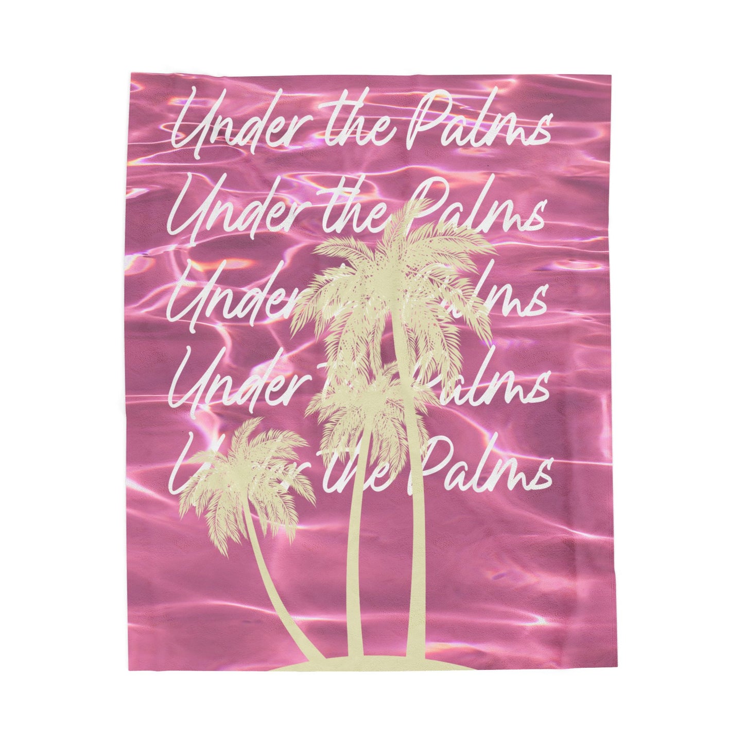 Under the Palms Pink Beach Velveteen Plush Blanket