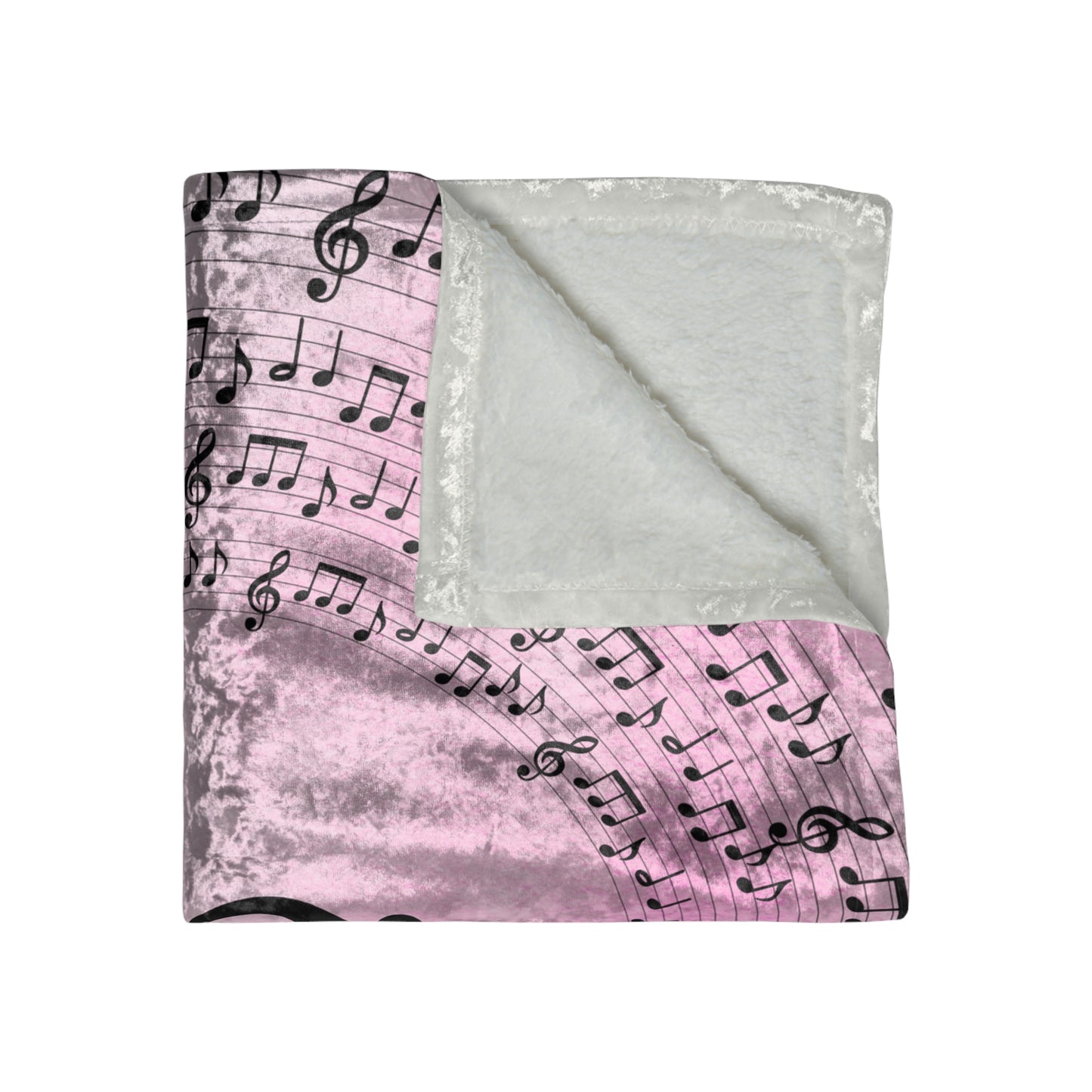 Pink Treble Bass Clef Heart Crushed Velvet Blanket| Music Lover