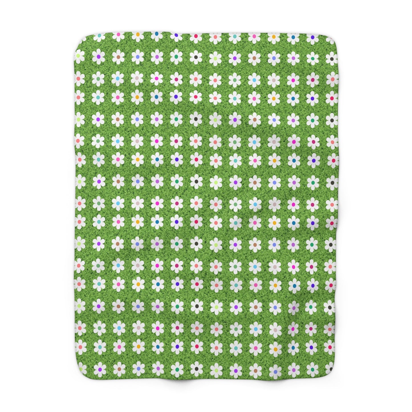 Cozy Colorful Flower Field Sherpa Blanket