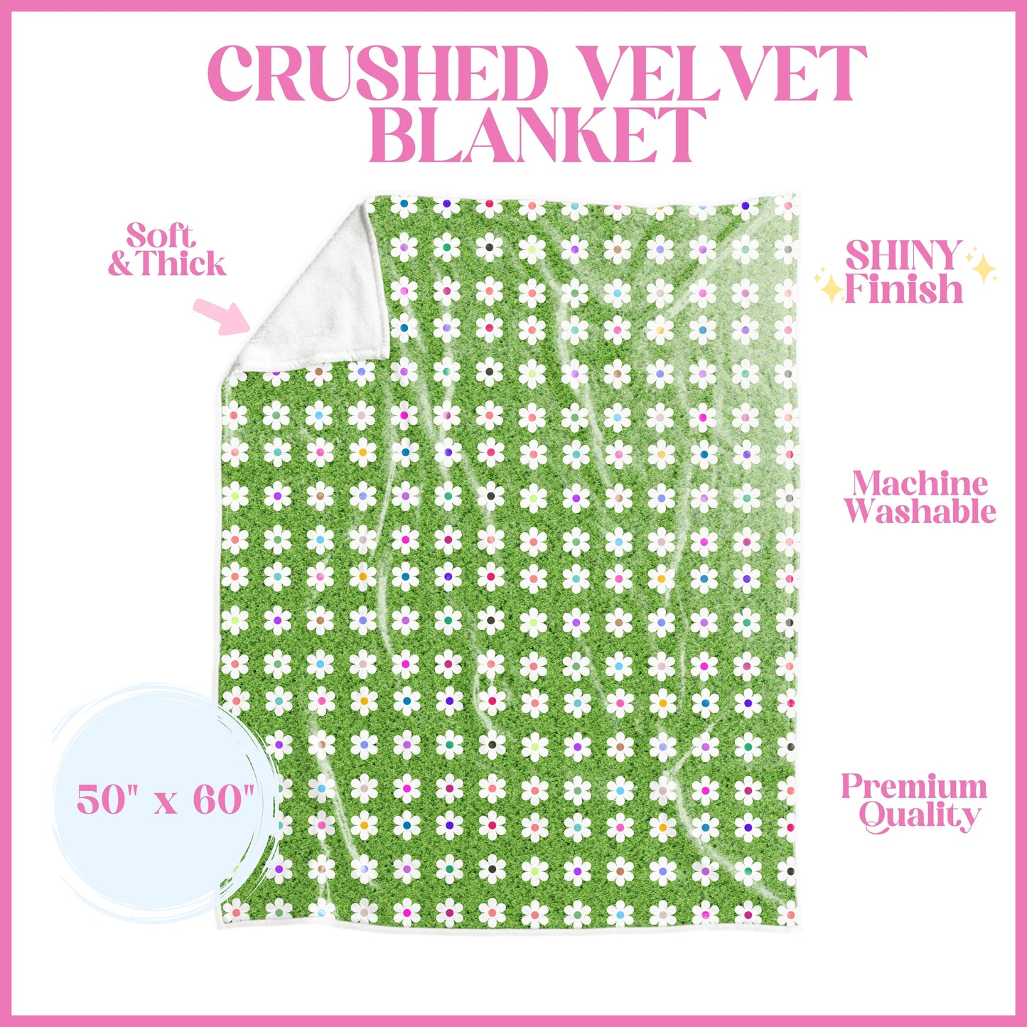 Rainbow Flower Field Crushed Velvet Blanket