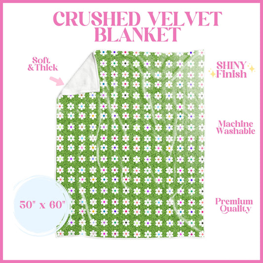 Rainbow Flower Field Crushed Velvet Blanket
