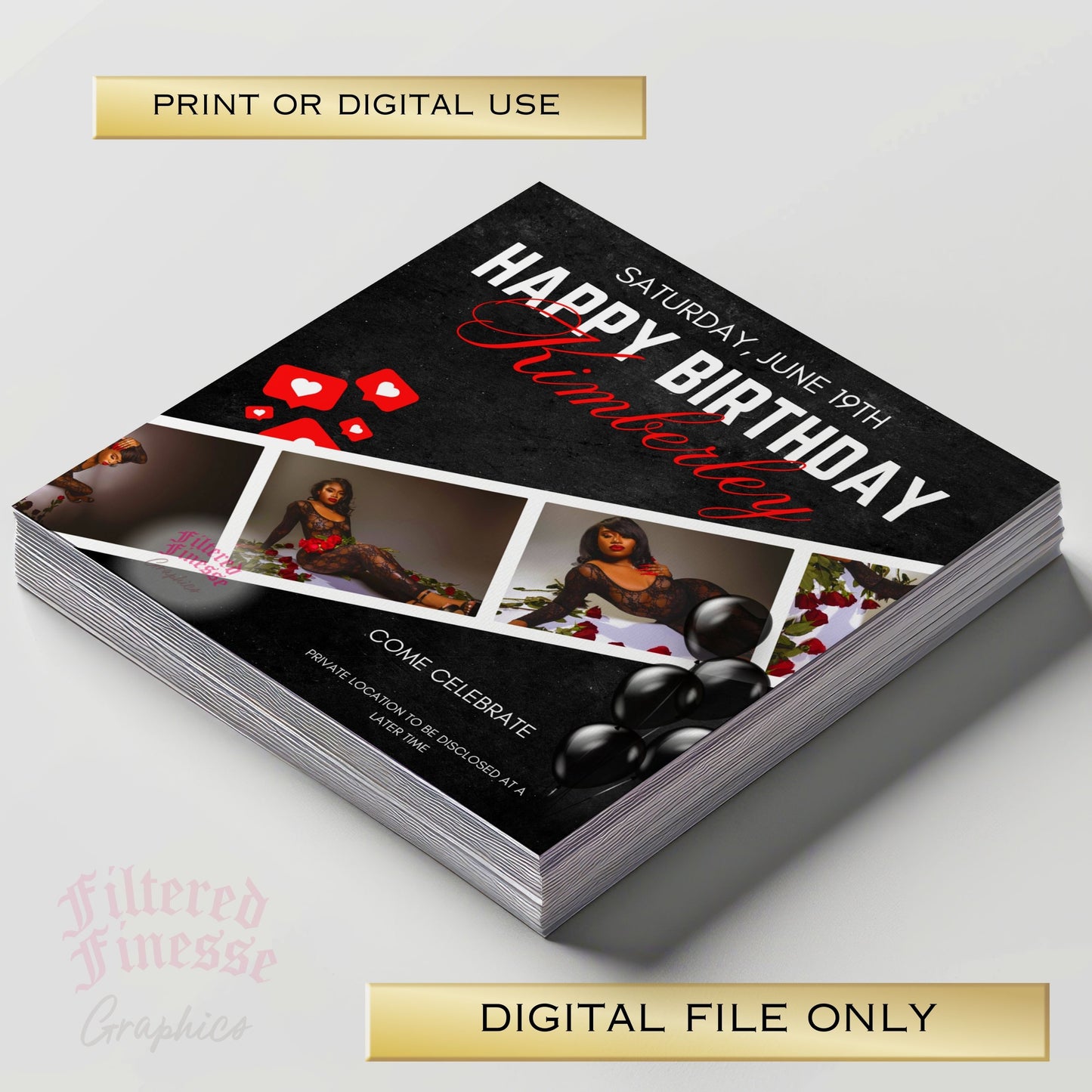 RED Slate Birthday Flyer Template