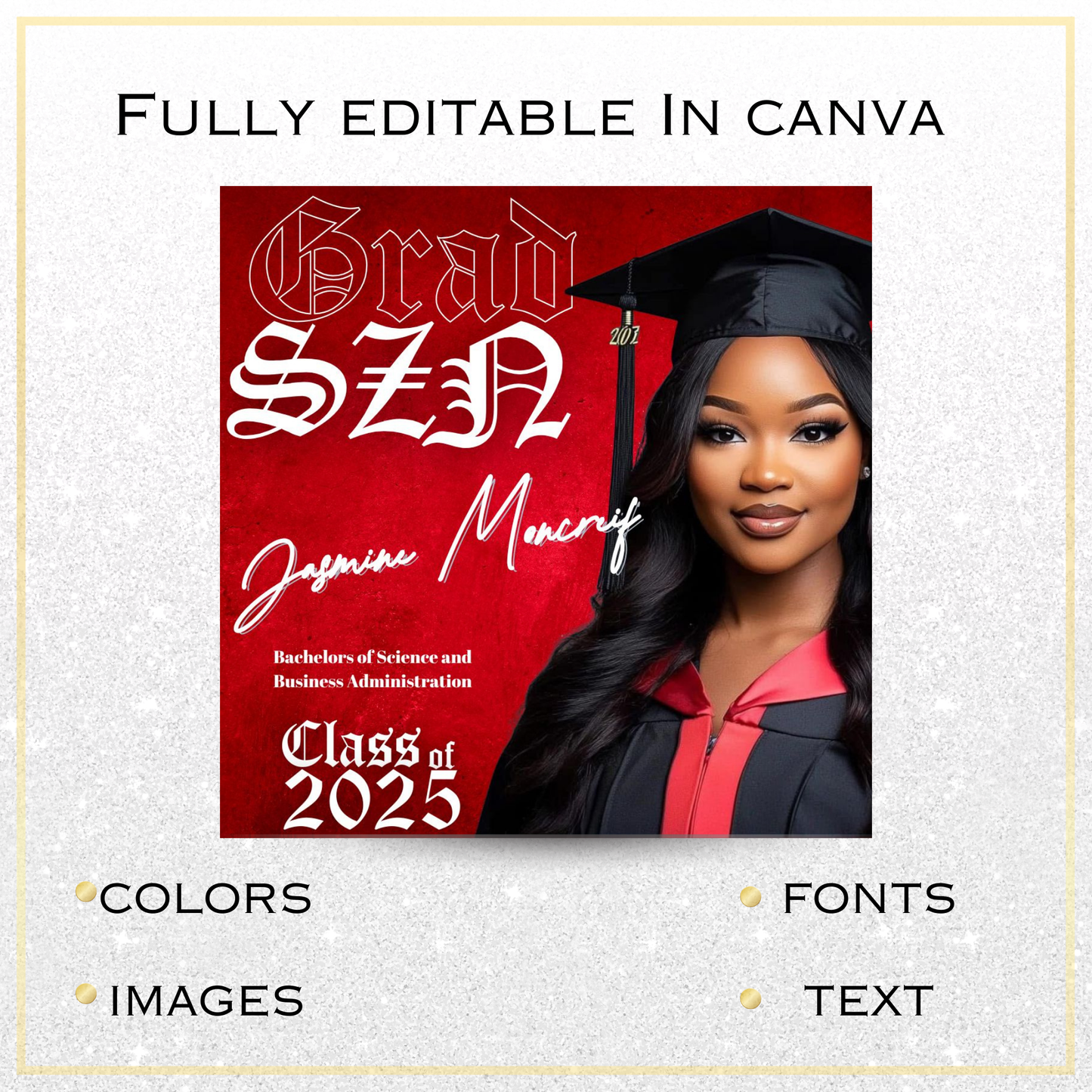 Red Grad SZN Graduation 2025 Flyer Template