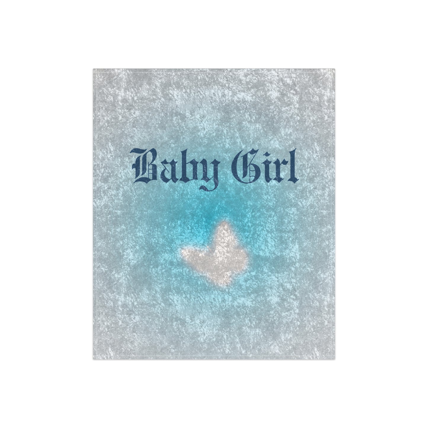 Shiny Blue Babygirl Butterfly Crushed Velvet Blanket