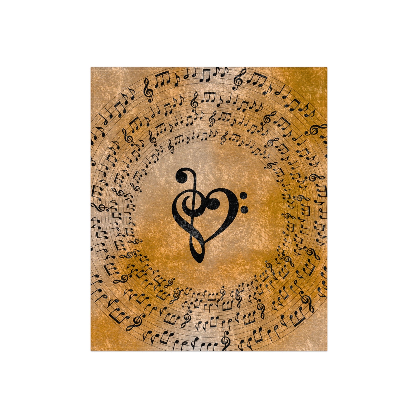 Orange Treble Bass Clef Heart Crushed Velvet Blanket| Music Lover