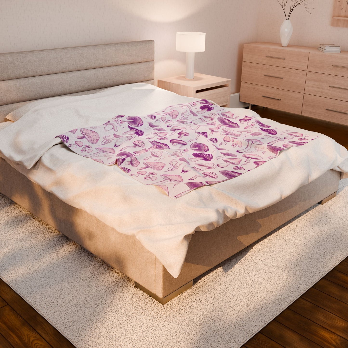 Purple Shrooms Velveteen Plush Blanket