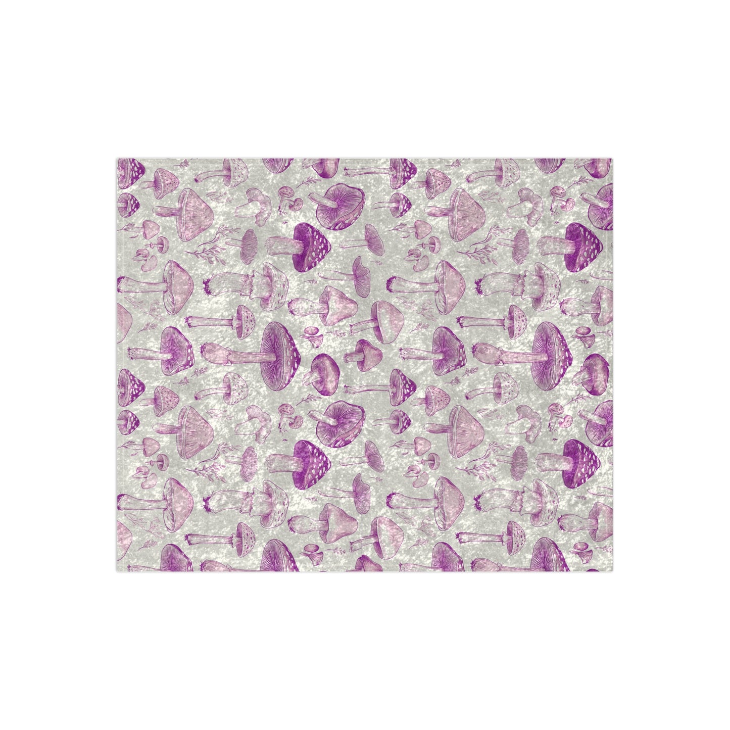 Mushroom Field Purple Crushed Velvet Blanket