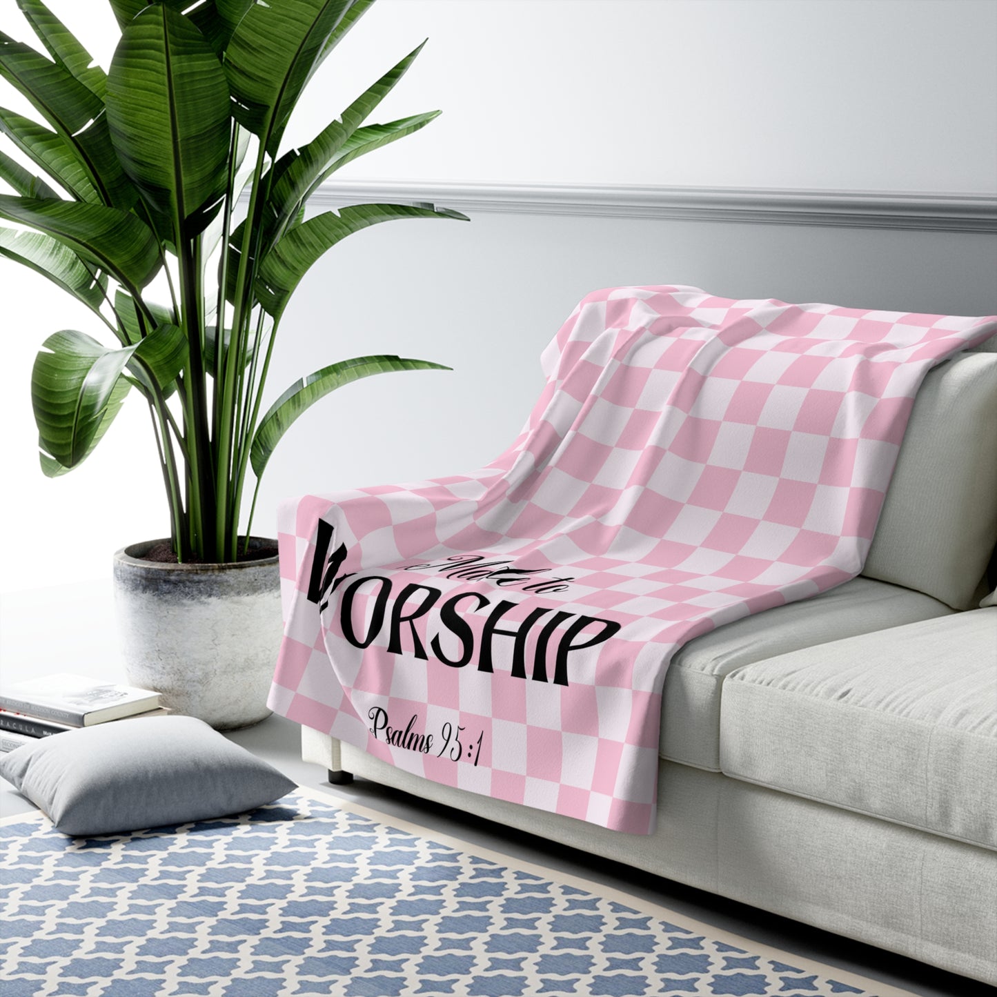 Pink Made to Worship Cozy Sherpa Blanket for HER