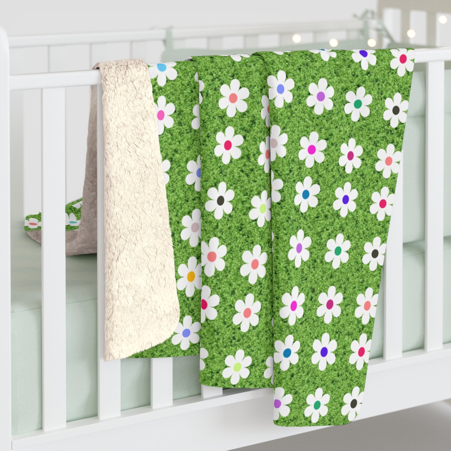 Cozy Colorful Flower Field Sherpa Blanket