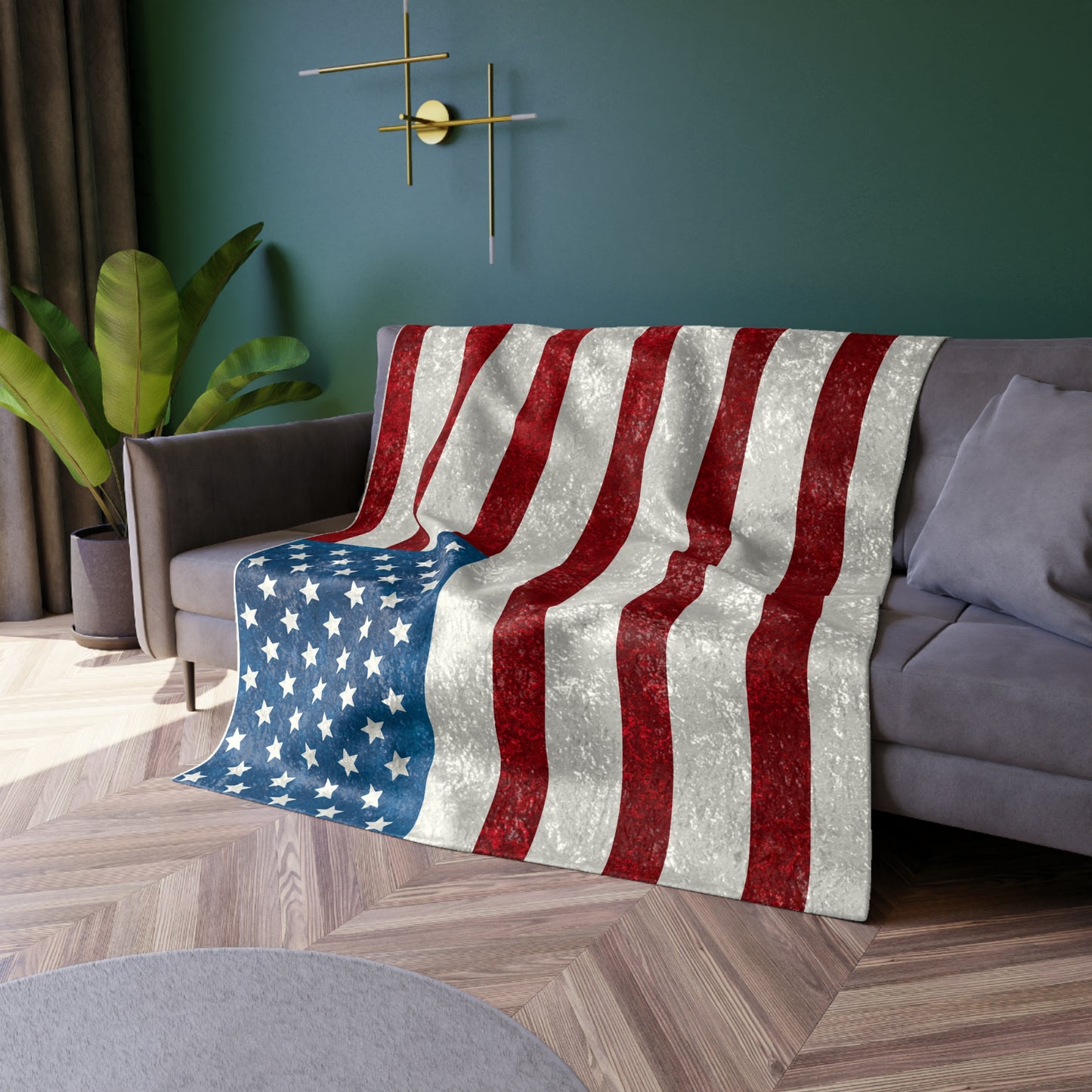 American Flag Red White Blue Crushed Velvet Blanket| Soft Blanket College Room
