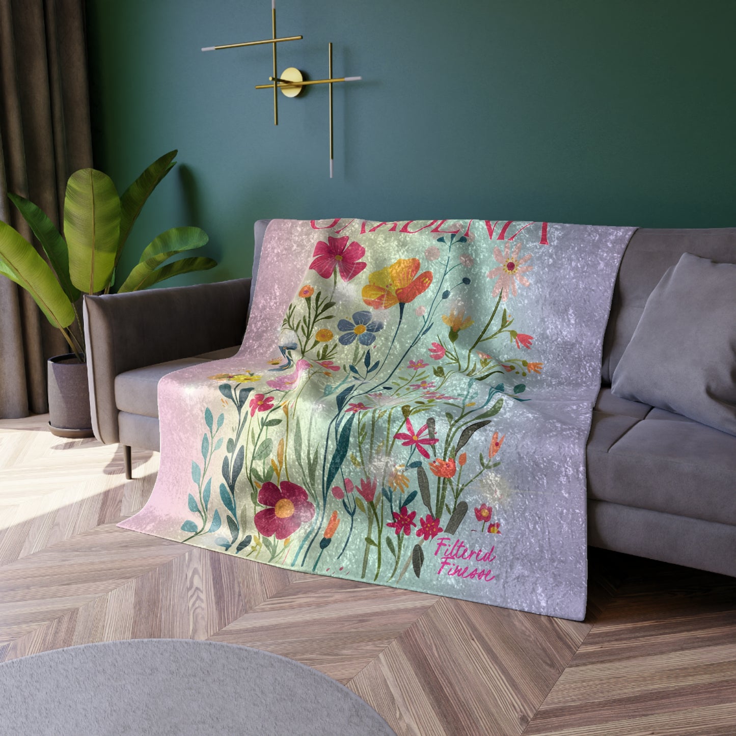 Gardenia Wildflowers Crushed Velvet Blanket