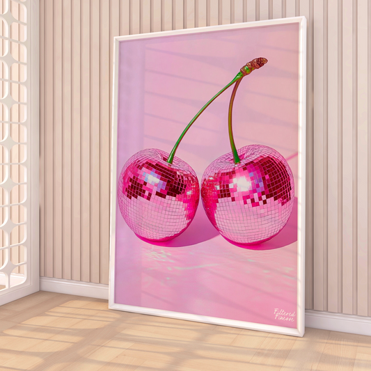 Pink Disco Cherries Physical Matte Poster Print
