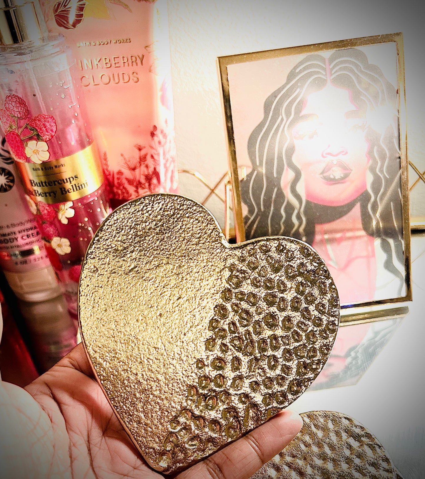 Gold Metal Valentines Luxury Coaster
