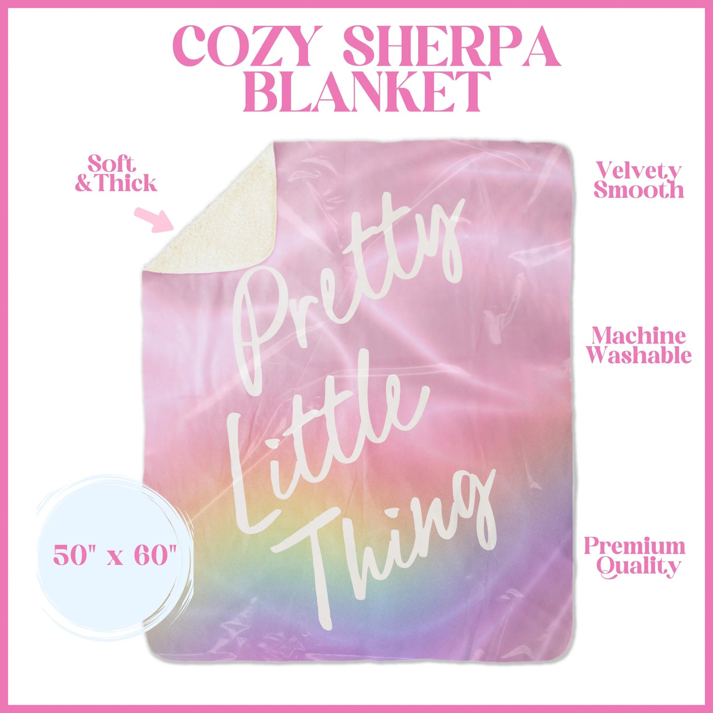 Rainbow Pretty Little Thing Cozy Sherpa Blanket