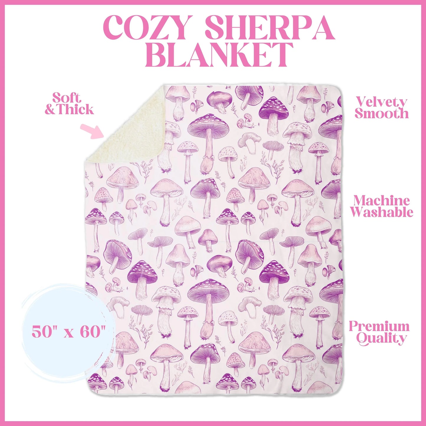 Shrooms Cozy Sherpa Blanket for HER