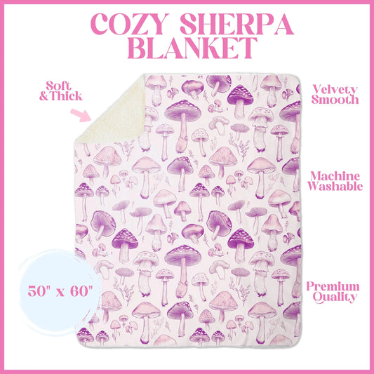 Shrooms Cozy Sherpa Blanket for HER